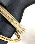 Stunning Vintage Gold Tone Rhinestone Hinge Bangle Bracelet w/ 2 Others