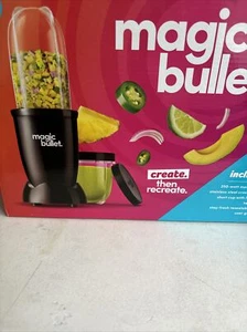 MAGIC BULLET Blender w/ Stainless Steel Blade & Tall Cup Black Base 7 Pieces NEW - Picture 1 of 13