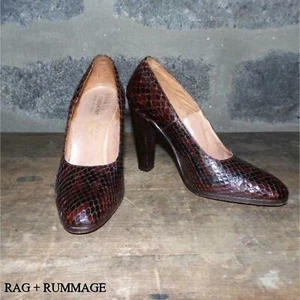 HANA MACKLER sz 7 vintage snakeskin stacked heel pumps Italy - Picture 1 of 4