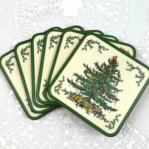 Spode Pimpernel Christmas Tree Coasters Set of 6 England - Picture 1 of 19