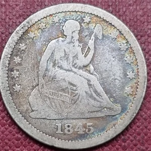 1845 Seated Liberty Quarter 25c nicely Circulated #74599 - Picture 1 of 2