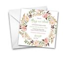 Personalised VINTAGE FLOWERS WEDDING Invites Pack of 10 with envelopes 150x150mm