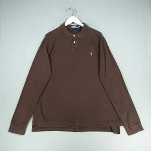 Polo Ralph Lauren Shirt Mens Extra Large Brown Custom Long Sleeve Pony Top VTG - Picture 1 of 18