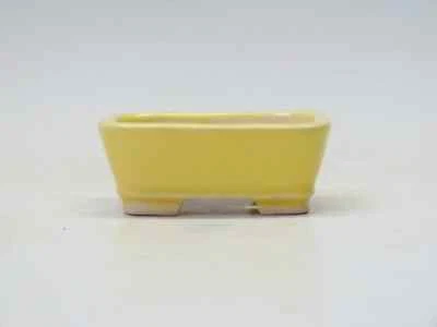 TOKONAME Shibakatsu Bonsai pot rectangular small Japanese ware yellow 2.75in - Image 1 of 4