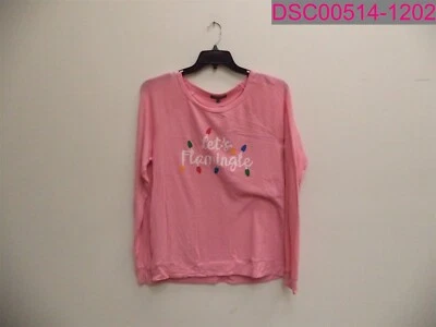 PJ Salvage Women's Long Sleeve Pink Pajama Top "Let's Flamingle" Large RP3RPLS - Image 1 of 4