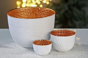 1 Stück Casablanca Leuchter VIBES D20cm Windlicht Kerzenleuchter weiß kupfer - Bild 1 von 1