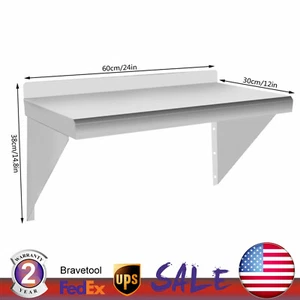 Stainless Steel 12" x 24" Commercial Kitchen Wall Shelf Restaurant Shelving NEW - Picture 1 of 12