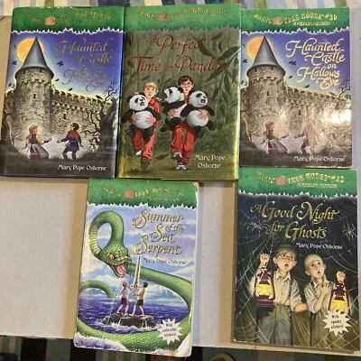 Lot of 5 Magic Tree House Books Mary Pope Osborne Childrens Chapter 3 PB & 2 HC Foto 1 de 4