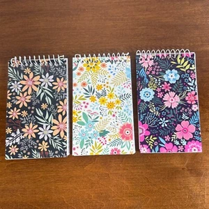 3 Spiral Notebooks 3x5 60 Ruled Lined Sheets Pocket Sized Flowers - Picture 1 of 5