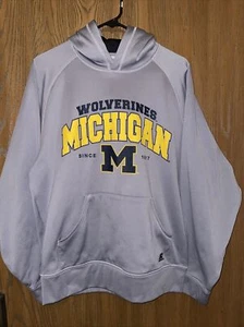 University Of Michigan Russell Athletic Hoodie -  Sweatshirt Size Large Gray - Picture 1 of 12