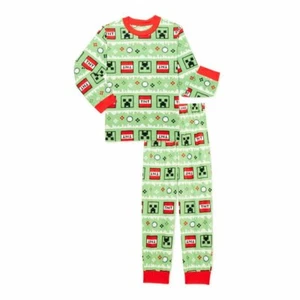 Minecraft Boys 2-Piece Christmas Pajama Set X-Small (4-5) Green Red - Picture 1 of 3