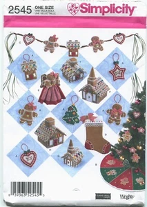 Simplicity 2545 decoraciones navideñas pan de jengibre patrón de costura artesanal sin cortar - Imagen 1 de 2