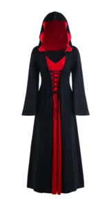 Vampire Witch Hooded Cloak Robe Costume Fancy Dress Red/Black - 3XL (FD162) - Picture 1 of 2