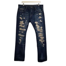CULT OF INDIVIDUALITY Men's 36X34 REBEL STRAIGHT Jeans Heavily Distressed in EUC
