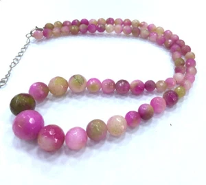 Collar de cuentas de piedras preciosas redondas de kuncita multicolor rosa facetado natural de 6-14 mm 18"" - Imagen 1 de 9