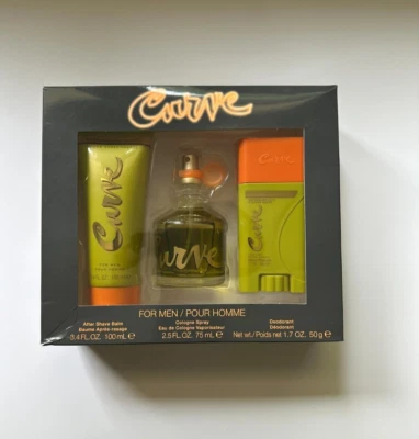 Curve For Men Set de Regalo 3 Piezas - Colonia Spray Desodorante Bálsamo para Después del Afeitado *LEER* Foto 1 de 4