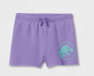 Jurassic World Shorts Fleece Pull-on Shorts Purple M 7/8 Jurassic Park Shorts - Picture 1 of 1