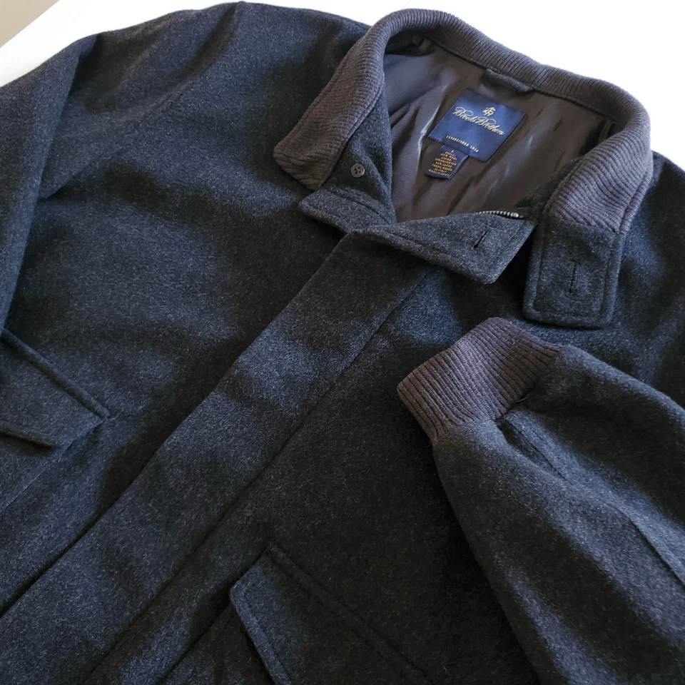 Brooks Brothers Loro Piana Storm System Mens Large Wool Blue Coat Zip - Image 1 of 4