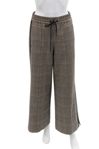 Me + Em Womens High Rise Drawstring Glen Plaid Wide Leg Pants Brown Size 2 - Picture 1 of 4