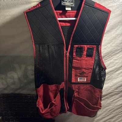 Winchester Shooting Vest Mens L Red Hunting Lightweight Pockets Mesh + Ammo Bag - Image 1 of 2