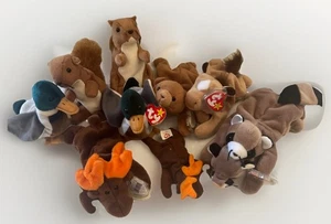 Beanie Baby Lot of 10 Vintage Woodland Animals plush stuffed - Picture 1 of 7