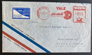 1948 Velbert Germany YALE Lock key Advertising Cancel Cover To Sofia Bulgaria - Picture 1 of 2