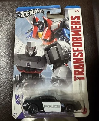 Hot Wheels 2024 Transformers Ford Mustang GT Police Reissue Walmart Ex. #3/5 NEW - Image 1 of 2