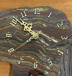 Polished Banded Iron Formation Tiger Iron Tiger Eye Clock - 33cm Long - 1.35 Kg - Picture 1 of 4