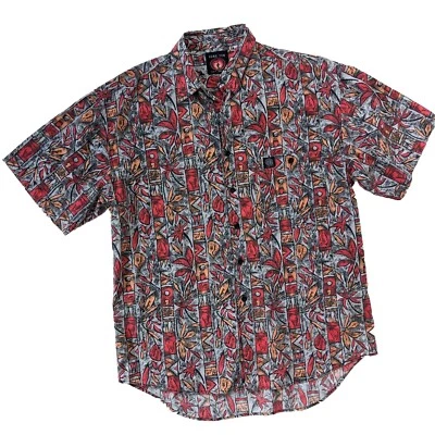 90s Hang Ten Shirt Men's Size L  Button Surf Pattern Loud Hawaiian Cotton - Image 1 of 4