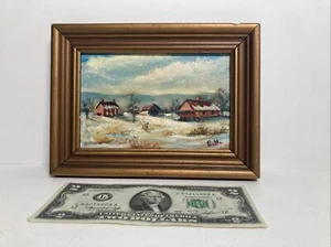 Vintage Original Miniature Oil Painting Impressionist Plien Air Landscape Signed - Picture 1 of 10