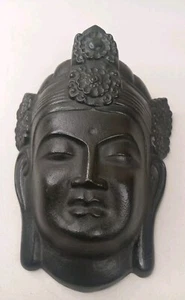 Japanese Bronze Buddhism Wall Art Mask Vintage - Picture 1 of 6