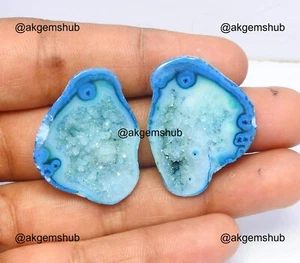 2 Pezzi Gemma Geode Naturale 50,00 Cts Artigianale Druso 24X31X4 mm a 24X31X6 mm - Foto 1 di 9