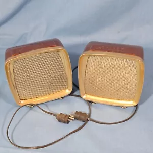 2 Vintage Late 50's Philco Atomic Space Age Speakers Radio TV Sterophonic Repair - Picture 1 of 13
