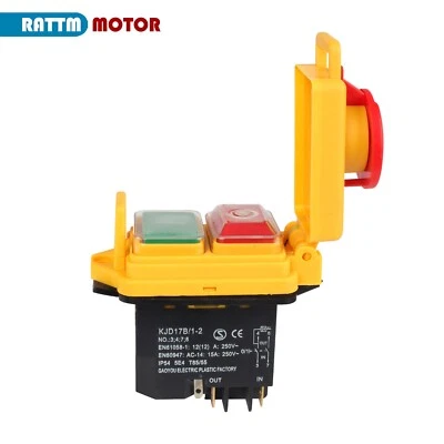 RATTM MOTOR Mini Lathe Accessories KJD17B/1-2 4 PIN Emergency stop switch ON-OFF Push Button