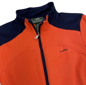 L-RL Lauren Active Ralph Lauren Full Zip Long Sleeve Woman’s M Orange Navy - Picture 1 of 12