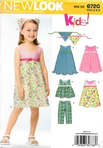 Uncut New Look Sewing Pattern # 6720 Child's Head Scarf Dress Pants Sizes: 3-8 - Picture 1 of 2