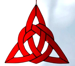 Rojo Profundo NUDO CELTA IRLANDÉS TRADICIONAL Vitral Ventana Colgante Atrapasol - Imagen 1 de 24