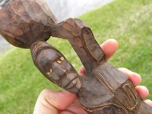 Vintage Wood Sculpture African Folk Art Woman Handmade Old Wood Statue  - Bild 1 von 12