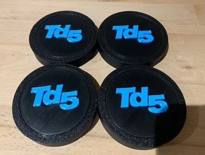 Blue Text - Wheel Hub Centre Cap Set X4 Discovery 2 TD5 Boottune LAND ROVER - Image 1 of 4