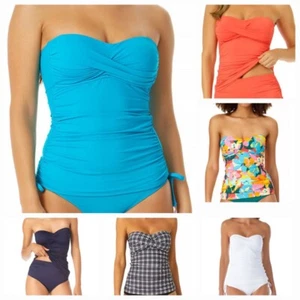 Anne Cole Twist Front Bandeau Tankini Swim Top - Picture 1 of 15