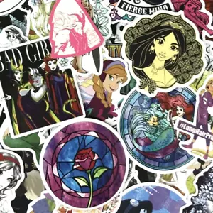 50pc Random Disney Princess Decal Fun Water Bottle Laptop Wall Sticker Pack - Picture 1 of 6