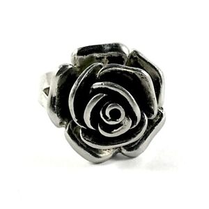 Stunning Stainless Steel Rose Ring Size 8