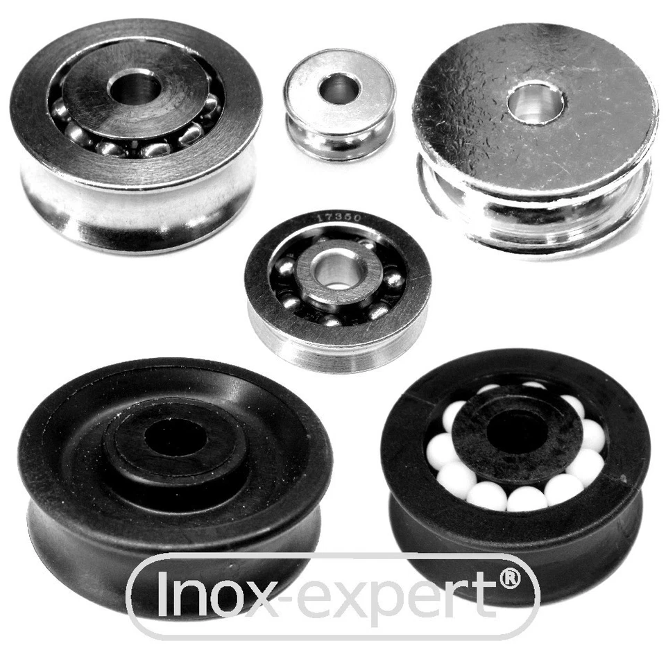 HS SPRENGER Rollen Umlenkrolle Ersatz-Rolle Block Kugellager Edelstahl VA Kunststoff Messing