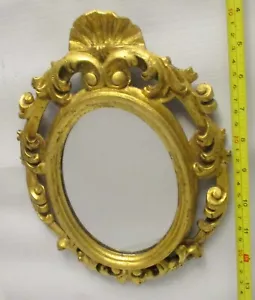 Vtg Carved WOOD Wall MIRROR GILT  ITALY  Florentine ROCOCO style SHELL - Picture 1 of 7