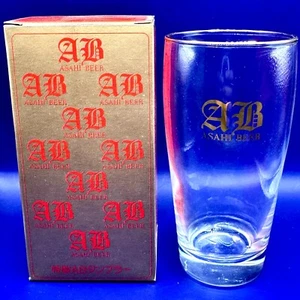 ×2 Asahi small beer glass super dry 200cc Barware gold rim tumbler Japan Vtg - Picture 1 of 11