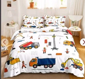 CVHOUSE Excavators Tractor Bedding Set Full Size,Construction Trucks Duvet Co... - Picture 1 of 4