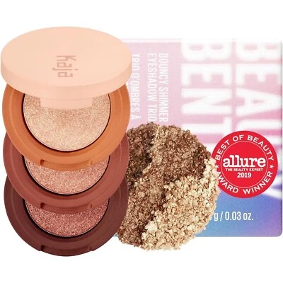 NEW Kaja Beauty Bento Bouncy Shimmer Eyeshadow Trio Bronze Tones Neutral Travel - Image 1 of 2
