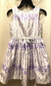 Gymboree Girls Size 6 Purple & White Formal Easter Sleeveless Dress Lined - Picture 1 of 3