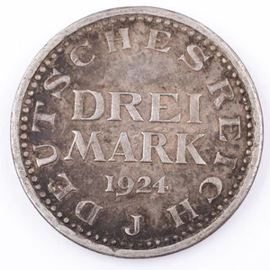 1924-J Germany 3 Mark Weimar Republic Silver .2411 ASW  - Picture 1 of 3