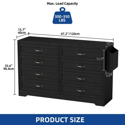 Cómoda de 8 cajones de granja 47,2" con cómoda doble vintage grande Foto 1 de 4